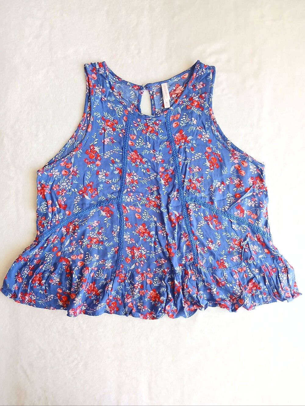 Xhiliration Cherry Print Peplum Size XL